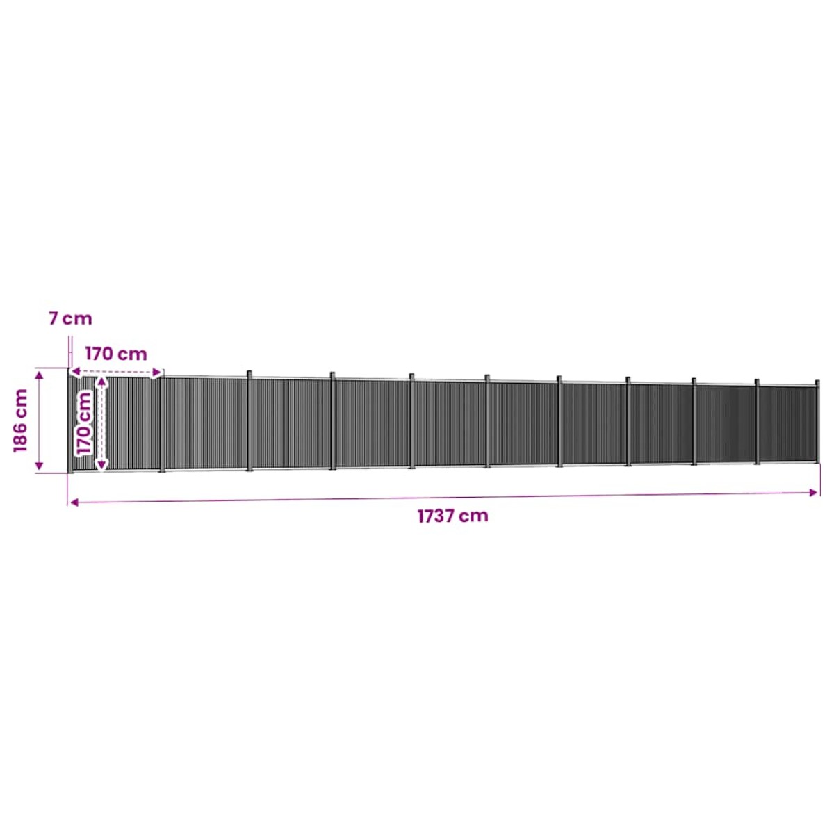 vidaXL Πάνελ Περίφραξης Γκρι 1737 x 186 εκ. από WPC