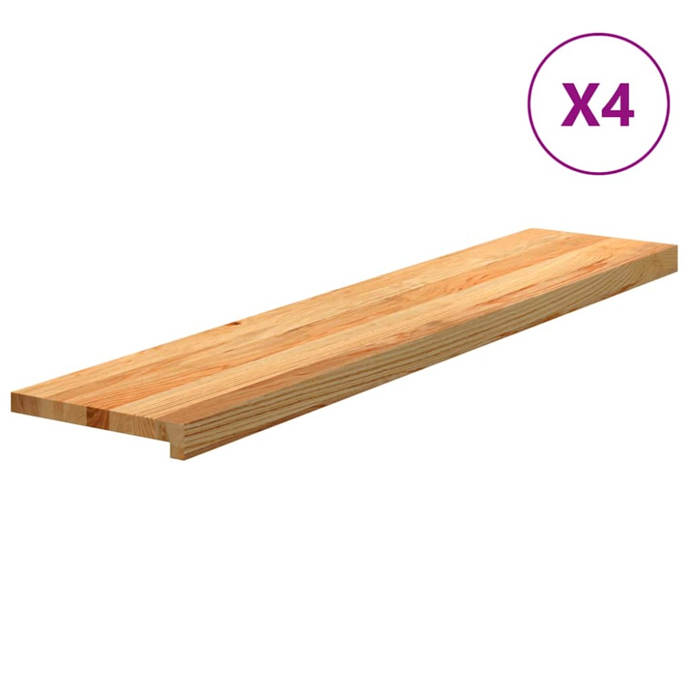 vidaXL Πατάκια Σκάλας 4 τεμ. Ανοιχτό Καφέ 120x30x2 cm Ξύλο Δρυός