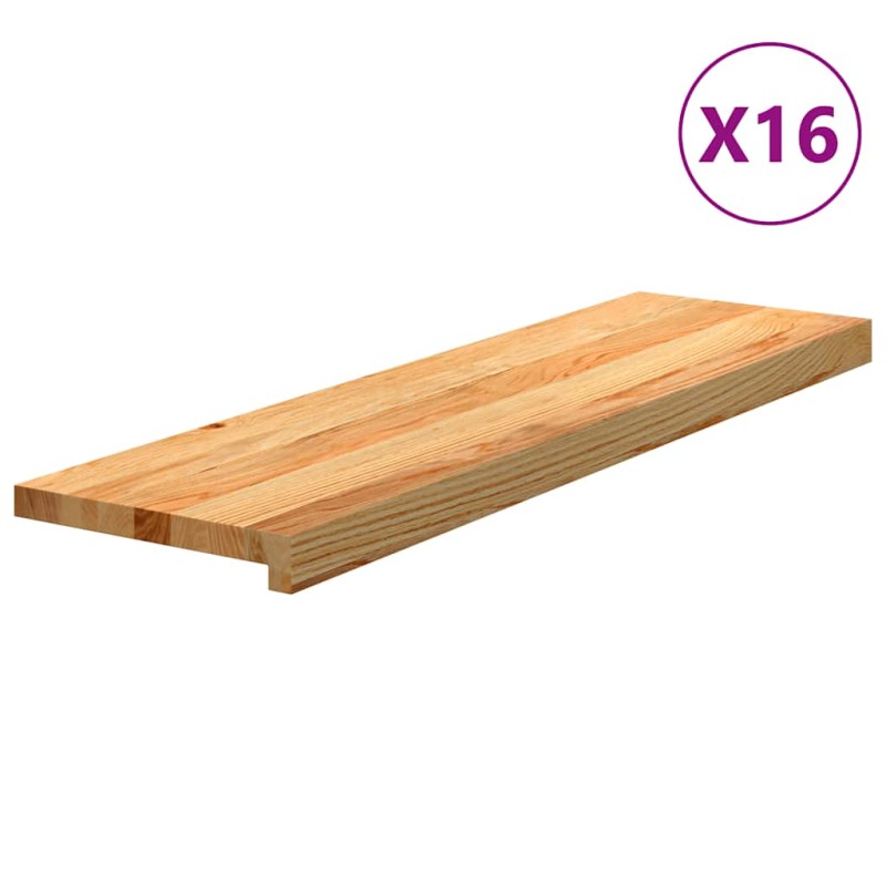 vidaXL Πατάκια Σκάλας 16 τεμ. Ανοιχτό Καφέ 90x25x2 cm Ξύλο Δρυός