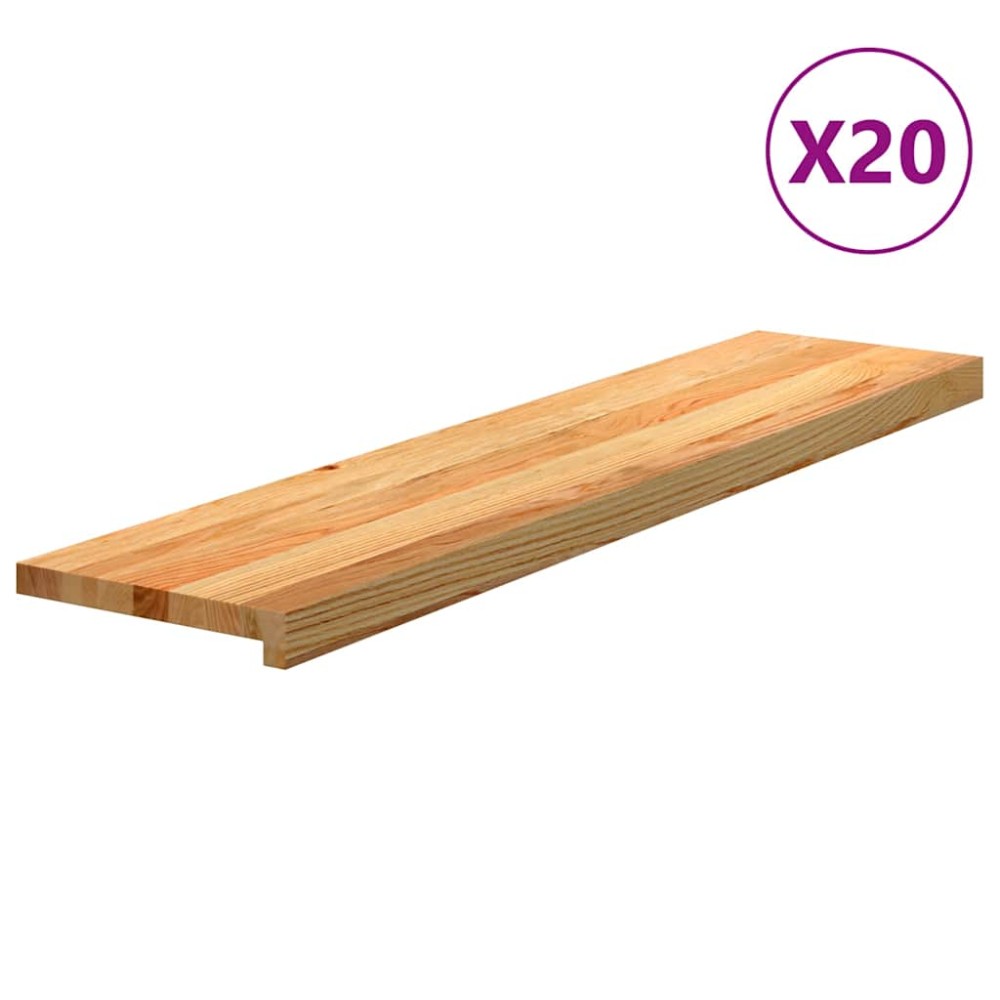 vidaXL Πατάκια Σκάλας 20 τεμ. Ανοιχτό Καφέ 110x30x2 cm Ξύλο Δρυός