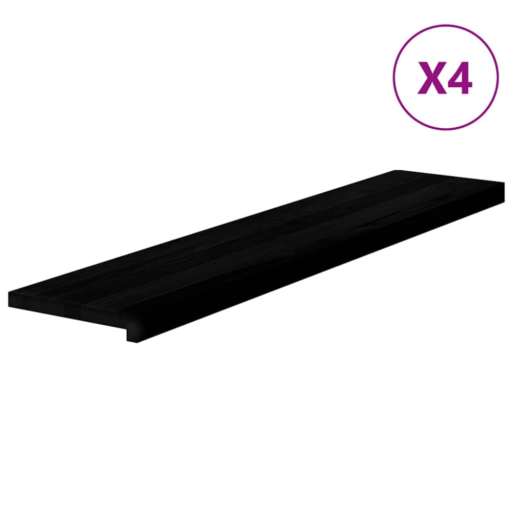 vidaXL Πατάκια Σκάλας 4 τεμ. Καφέ-Μαύρο 120x25x2 cm Ξύλο Δρυός