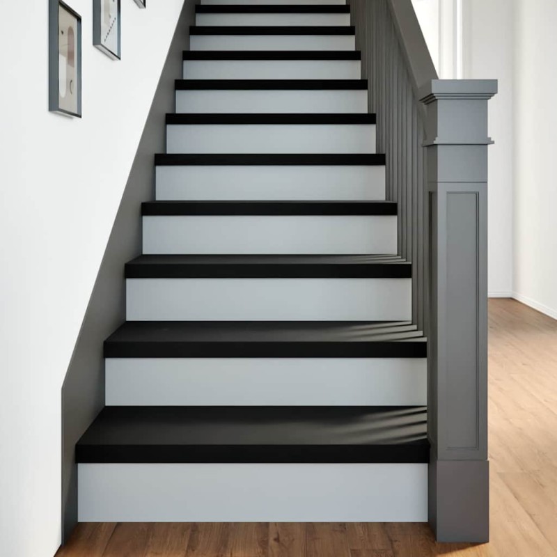vidaXL Πατάκια Σκάλας 8 τεμ. Καφέ-Μαύρο 70x25x2 cm Ξύλο Δρυός