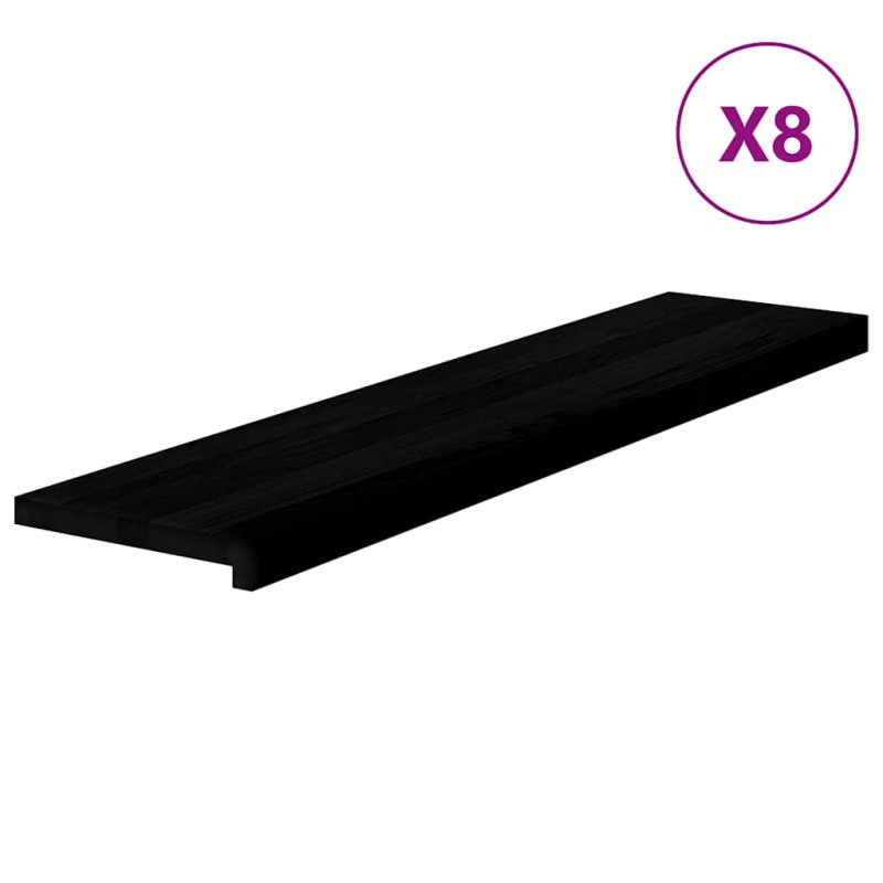 vidaXL Πατάκια Σκάλας 8 τεμ. Καφέ-Μαύρο 110x25x2 cm Ξύλο Δρυός