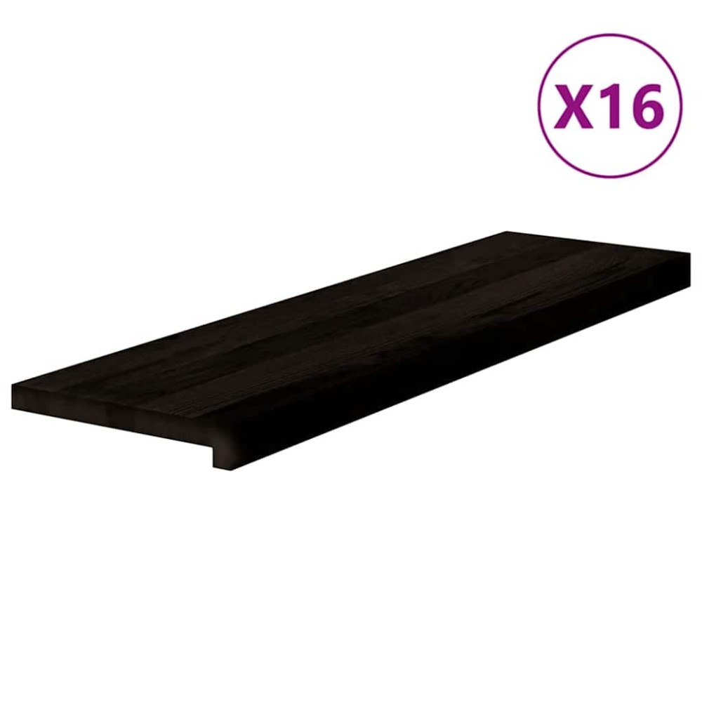 vidaXL Πέλματα Σκάλας 16 τμχ Καφέ-Μαύρο 90x25x2 cm Ξύλο μασίφ δρυς