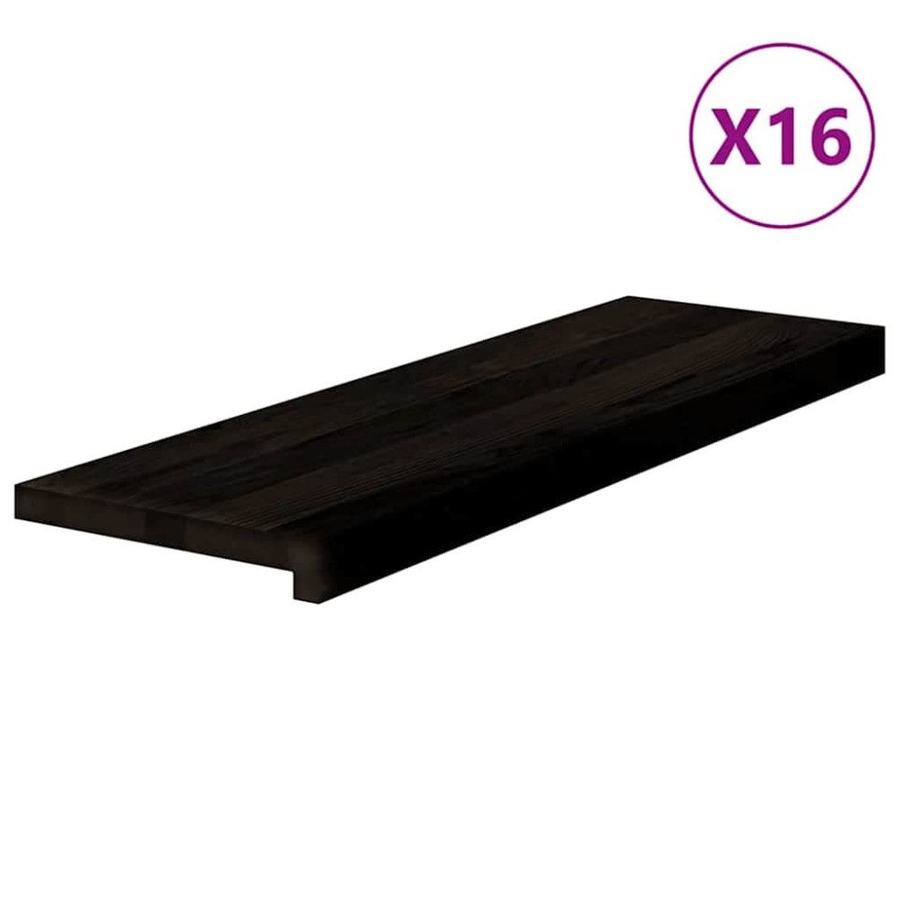 vidaXL Πέλματα Σκάλας 16 τμχ Καφέ-Μαύρο 80x30x2 cm Ξύλο μασίφ δρυς