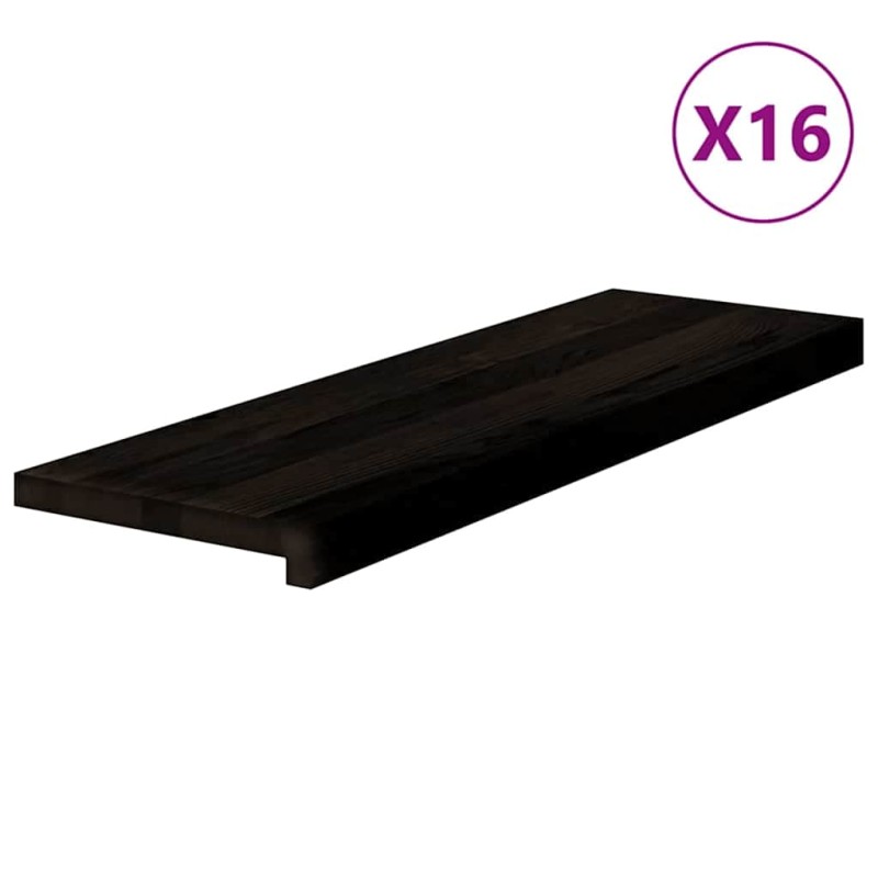 vidaXL Πέλματα Σκάλας 16 τμχ Καφέ-Μαύρο 80x30x2 cm Ξύλο μασίφ δρυς