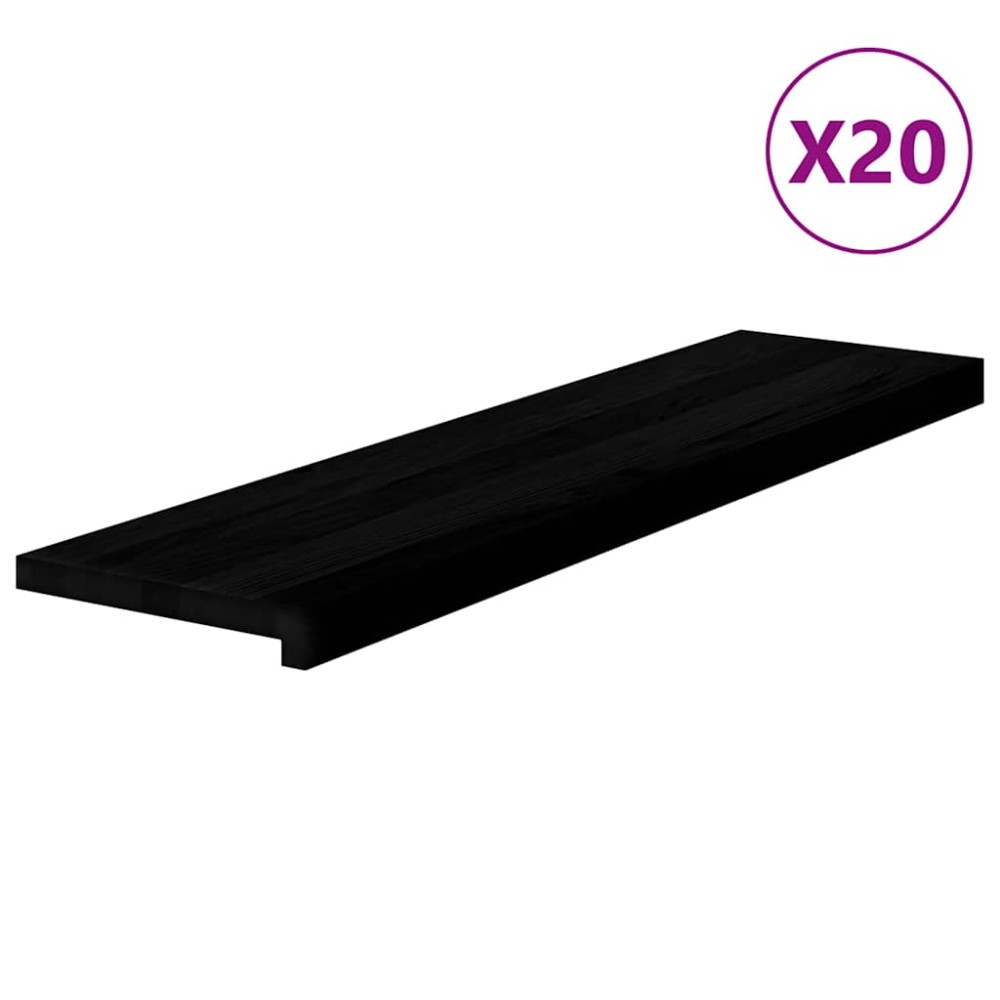 vidaXL Πατάκια Σκάλας 20 τεμ. Καφέ-Μαύρο 100x25x2 cm Ξύλο Δρυός