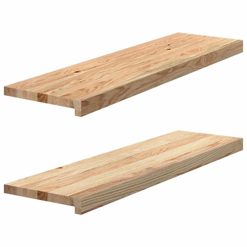 vidaXL Πατάκια Σκάλας 2 τεμ. 90x25x2 εκ. Ακατέργαστο Μασίφ Ξύλο Δρυός