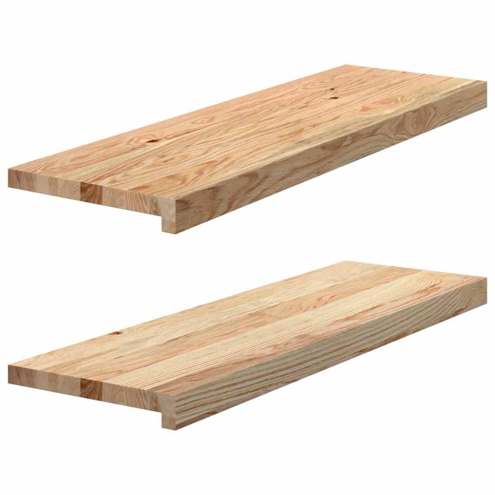 vidaXL Πατάκια Σκάλας 2 τεμ. 80x30x2 εκ. Ακατέργαστο Μασίφ Ξύλο Δρυός