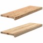 vidaXL Πατάκια Σκάλας 2 τεμ. 80x30x2 εκ. Ακατέργαστο Μασίφ Ξύλο Δρυός
