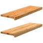 vidaXL Πατάκια Σκάλας 2 τεμ. Ανοιχτό Καφέ 80x25x2 cm Ξύλο Δρυός