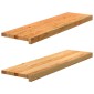 vidaXL Πατάκια Σκάλας 2 τεμ. Ανοιχτό Καφέ 90x25x2 cm Ξύλο Δρυός