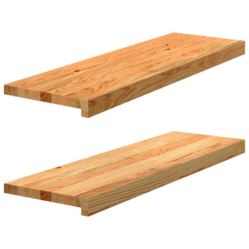 vidaXL Πατάκια Σκάλας 2 τεμ. Ανοιχτό Καφέ 80x30x2 cm Ξύλο Δρυός