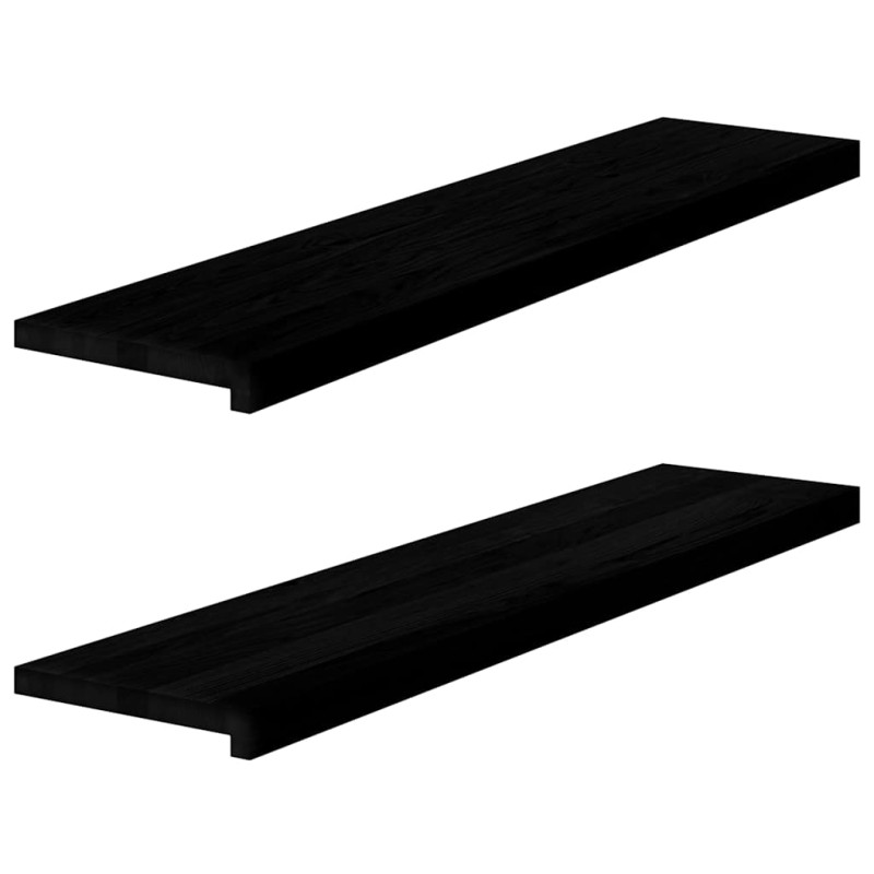 vidaXL Πατάκια Σκάλας 2 τεμ. Καφέ-Μαύρο 110x25x2 cm Ξύλο Δρυός