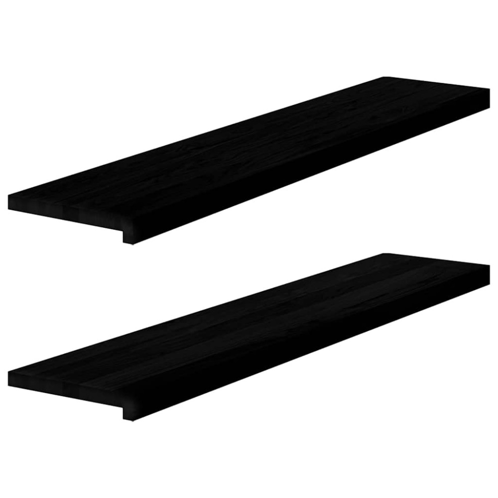 vidaXL Πατάκια Σκάλας 2 τεμ. Καφέ-Μαύρο 120x25x2 cm Ξύλο Δρυός