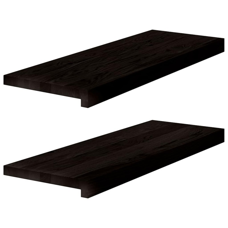 vidaXL Πέλματα Σκάλας 2 τεμάχια Καφέ-Μαύρο 70x30x2 cm μασίφ ξύλο δρυς