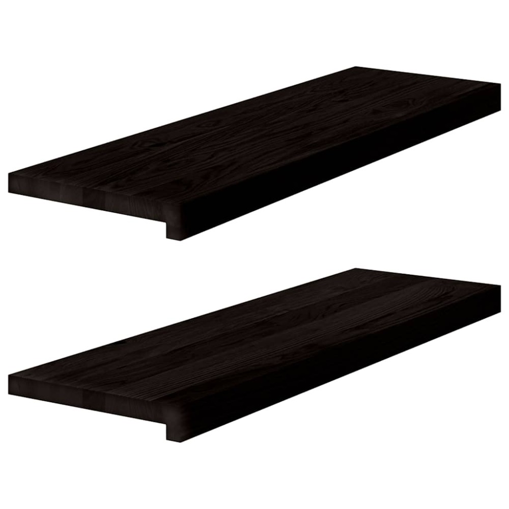 vidaXL Πέλματα Σκάλας 2 τεμάχια Καφέ-Μαύρο 80x30x2 cm Ξύλο μασίφ δρυς