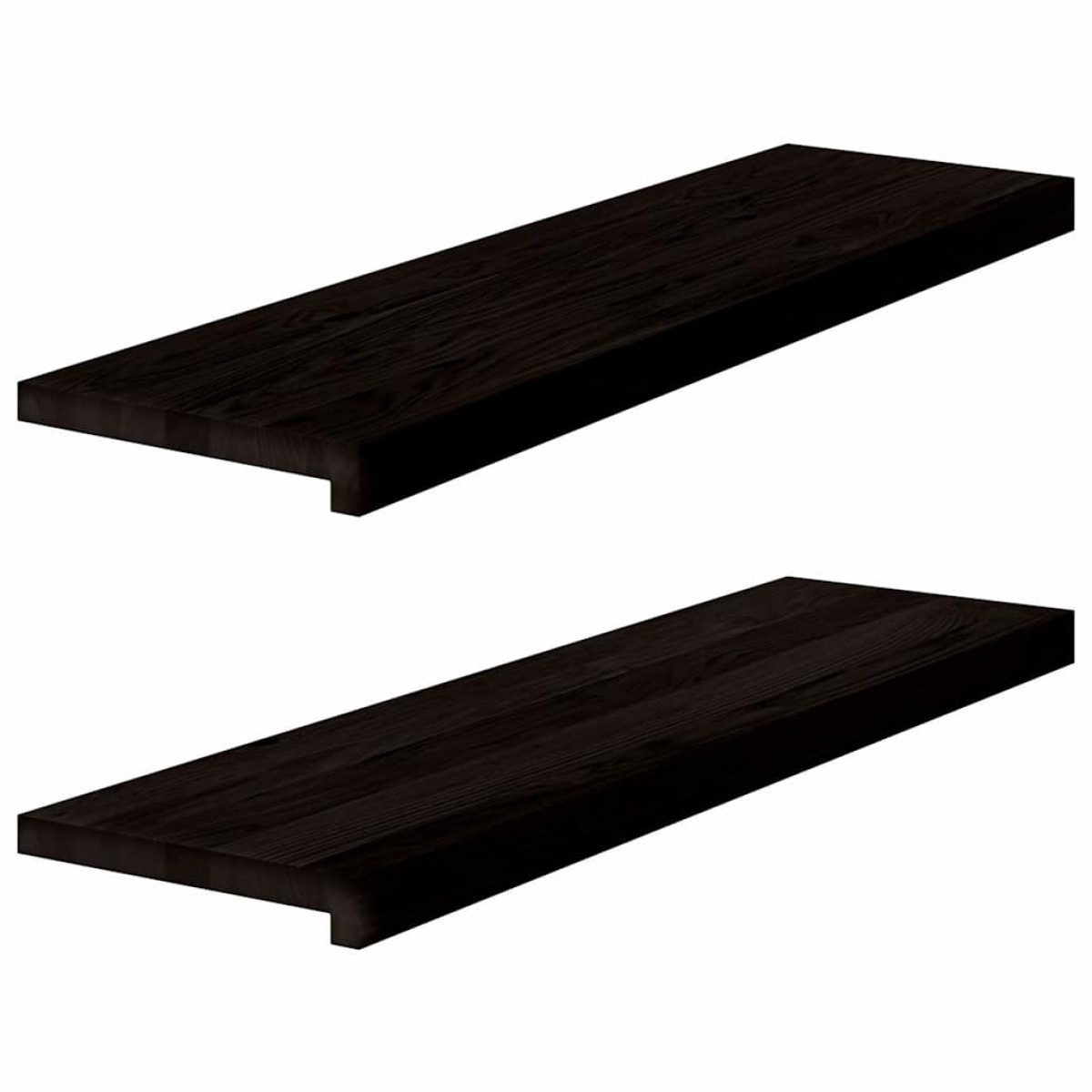 vidaXL Πέλματα Σκάλας 2 τεμάχια Καφέ-Μαύρο 90x30x2 cm Ξύλο μασίφ δρυς