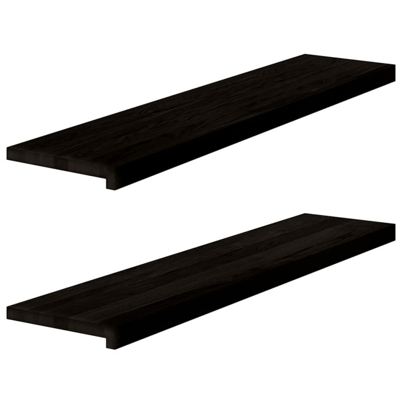 vidaXL Πέλματα Σκάλας 2 τεμάχια Καφέ-Μαύρο 110x30x2cm μασίφ ξύλο δρυς