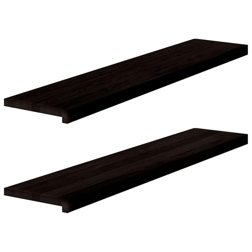 vidaXL Πέλματα Σκάλας 2 τεμάχια Καφέ-Μαύρο 120x30x2cm Ξύλο μασίφ δρυς