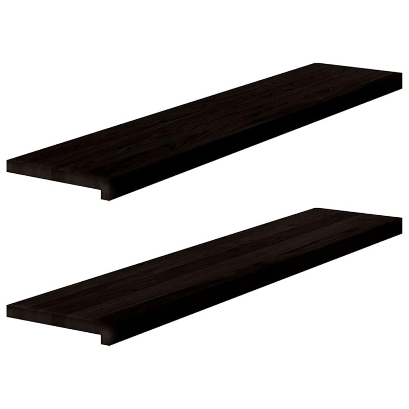 vidaXL Πέλματα Σκάλας 2 τεμάχια Καφέ-Μαύρο 120x30x2cm Ξύλο μασίφ δρυς