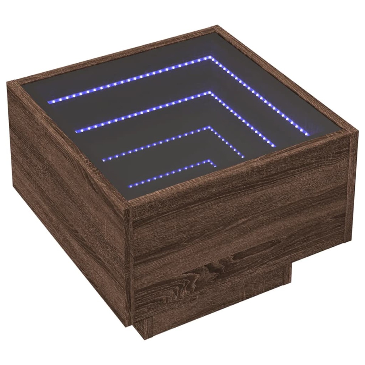 vidaXL Κομοδίνο Άπειρο Φως LED Καφέ Δρυς 40x40x30 εκ.