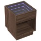 vidaXL Κομοδίνο Άπειρο Φως LED Καφέ Δρυς 40x40x50 εκ.