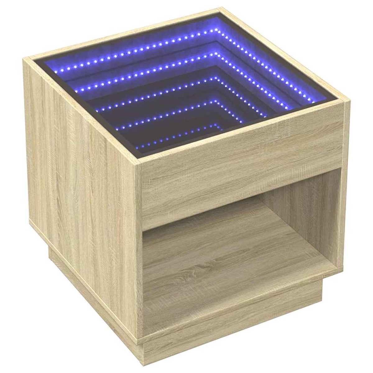 vidaXL Κομοδίνο Άπειρο Φως LED Sonoma Δρυς 50x50x50 εκ.