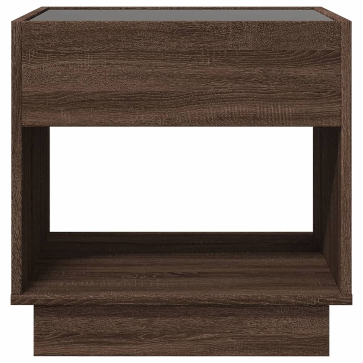 vidaXL Κομοδίνο Άπειρο Φως LED Καφέ Δρυς 50x50x50 εκ.