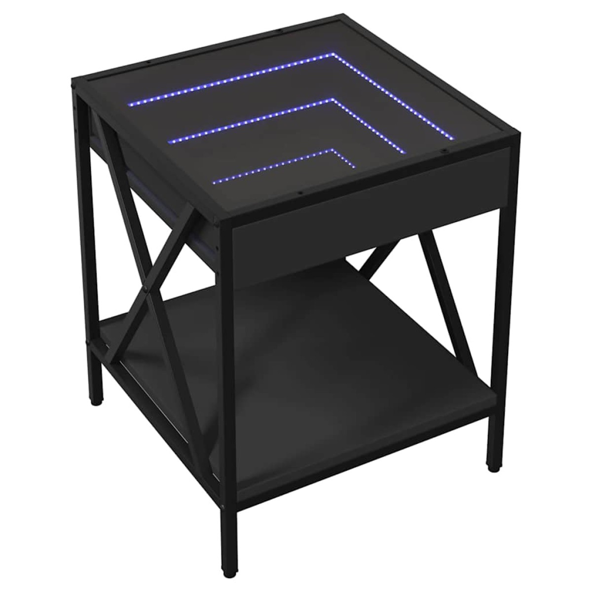 vidaXL Κομοδίνο Άπειρο Φως LED Μαύρο 40x40x49 εκ.