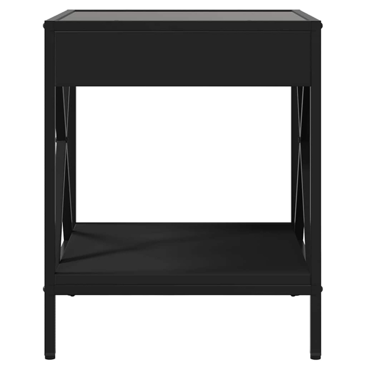 vidaXL Κομοδίνο Άπειρο Φως LED Μαύρο 40x40x49 εκ.