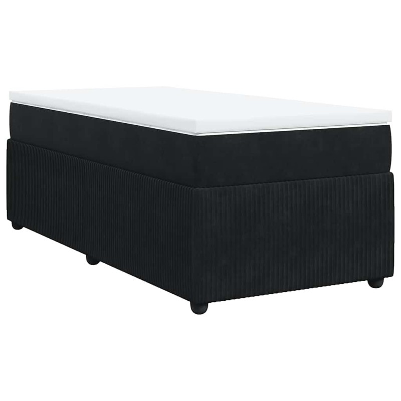 vidaXL Κρεβάτι Boxspring με Στρώμα Μαύρο 100x200 εκ. Βελούδινο