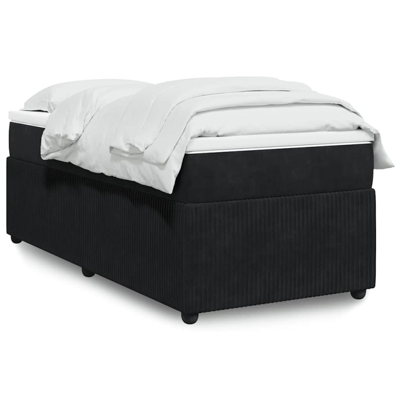 vidaXL Κρεβάτι Boxspring με Στρώμα Μαύρο 100x200 εκ. Βελούδινο