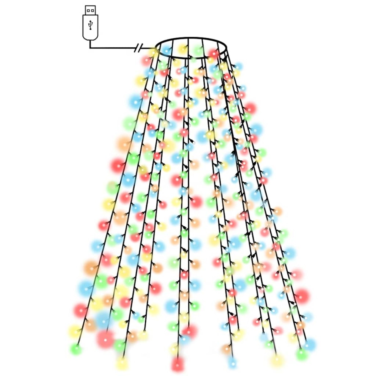 vidaXL Χριστουγεννιάτικα Λαμπάκια Χταπόδι 210 LED Πολύχρωμα 210 εκ.