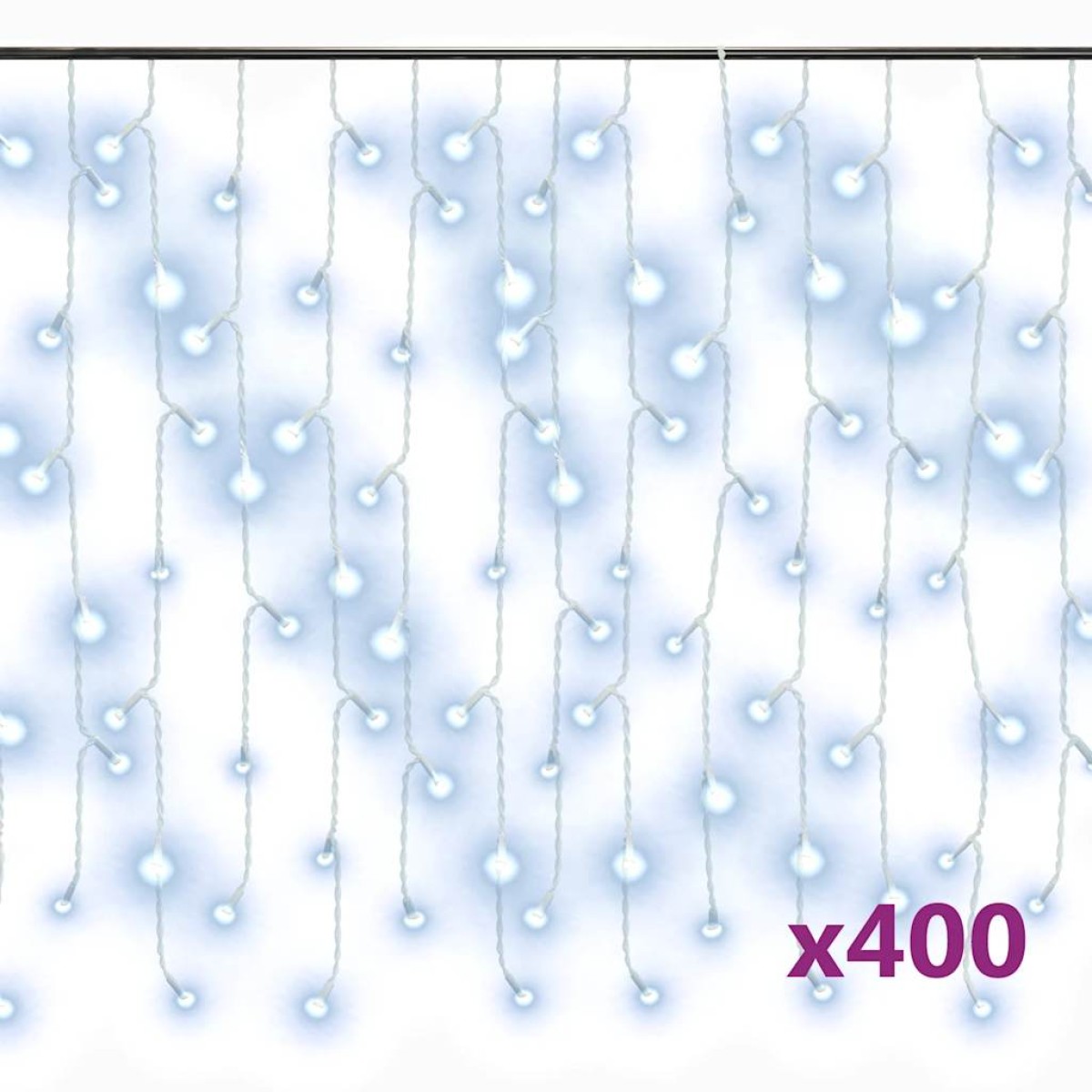 vidaXL Κουρτίνα LED Φωτάκια Σταλακτίτες 10μ 400LED Ψυχρό Λευκό 8 Λειτ.
