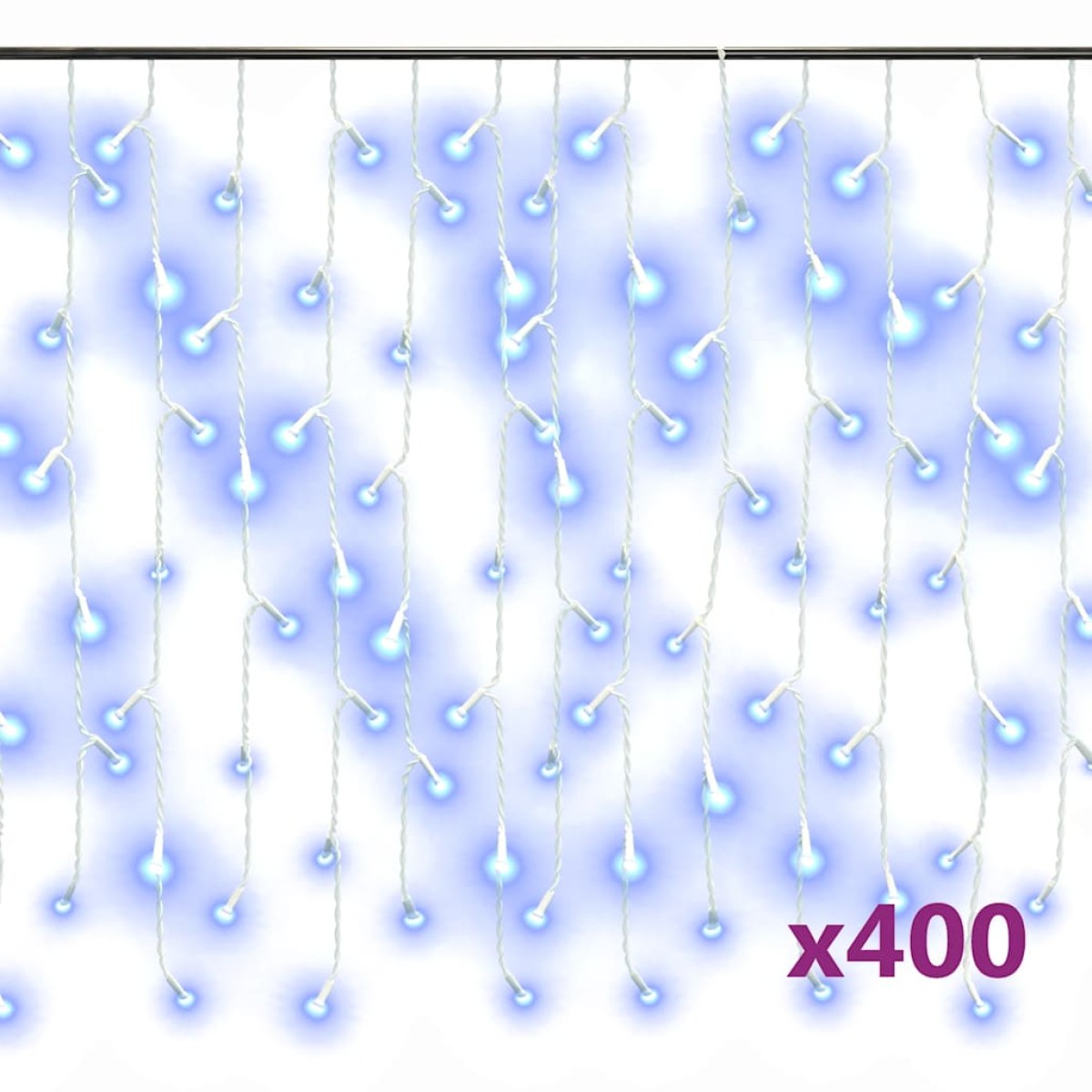 vidaXL Κουρτίνα LED Φωτάκια Σταλακτίτες 10 μ. 400 LED Μπλε 8 Λειτ.