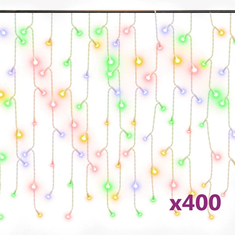 vidaXL Κουρτίνα LED Φωτάκια Σταλακτίτες 10μ. 400 LED Πολύχρωμα 8 Λειτ.