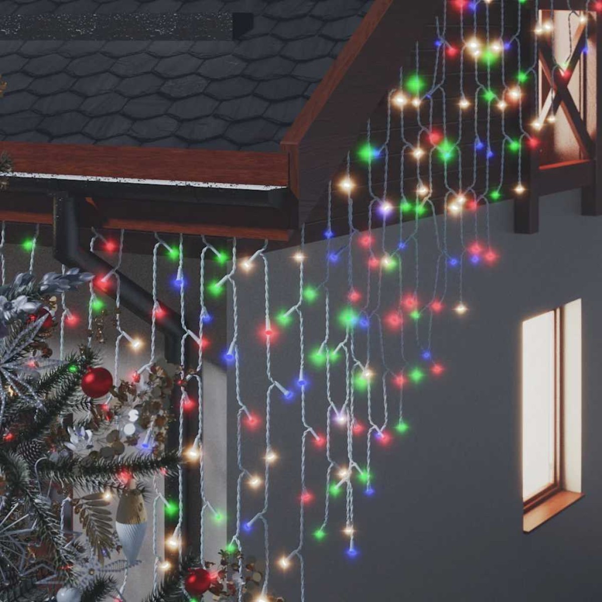 vidaXL Κουρτίνα LED Φωτάκια Σταλακτίτες 10μ. 400 LED Πολύχρωμα 8 Λειτ.