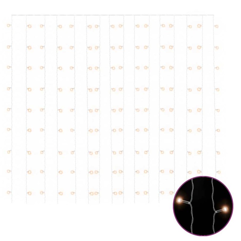 vidaXL Κουρτίνα LED Φωτάκια 300 LED Θερμό Λευκό 3 x 3 μ. 8 Λειτουργίες