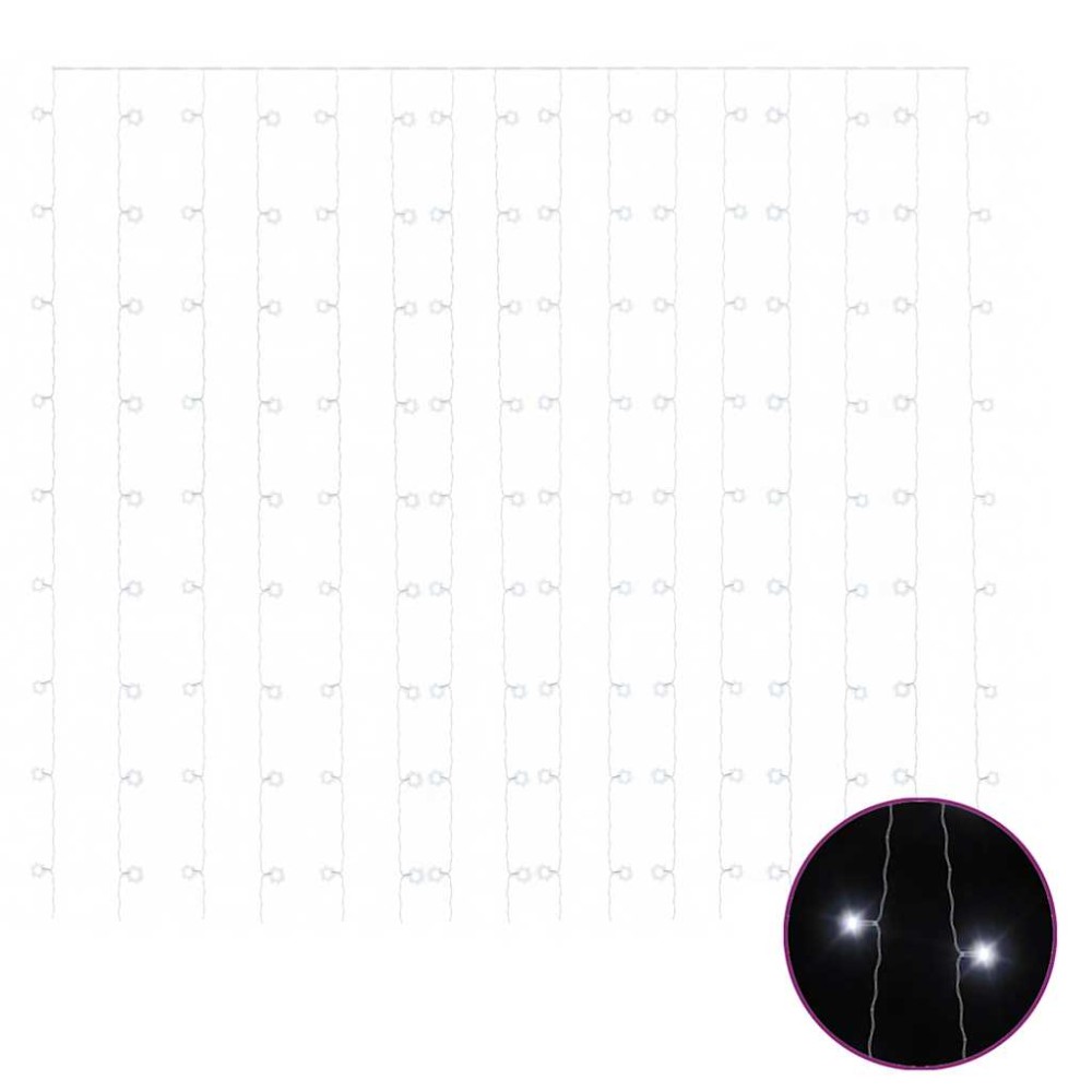 vidaXL Κουρτίνα LED Φωτάκια 300 LED Ψυχρό Λευκό 3 x 3 μ. 8 Λειτουργίες
