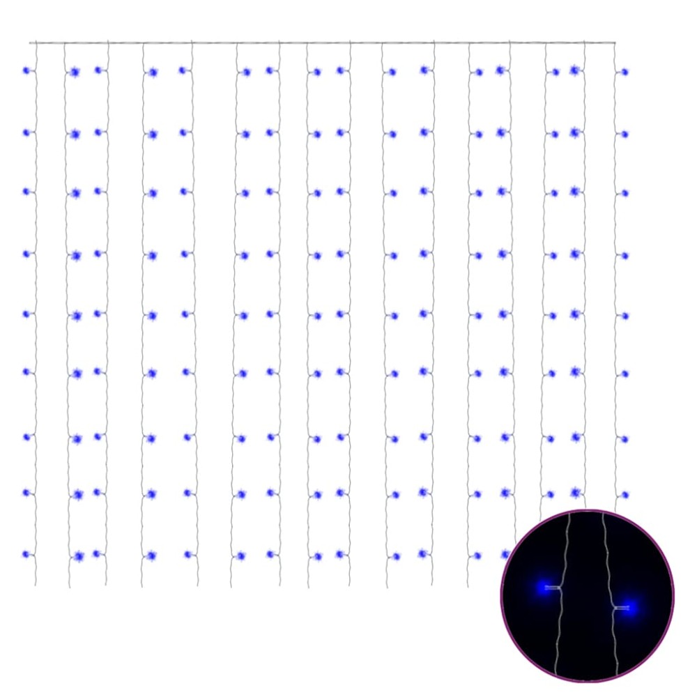 vidaXL Κουρτίνα LED Φωτάκια 300 LED Μπλε 3 x 3 μ. 8 Λειτουργίες