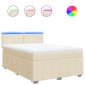 vidaXL Κρεβάτι Boxspring με Στρώμα Κρεμ 140x190 εκ. Υφασμάτινο