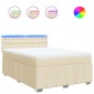 vidaXL Κρεβάτι Boxspring με Στρώμα Κρεμ 140x190 εκ. Υφασμάτινο
