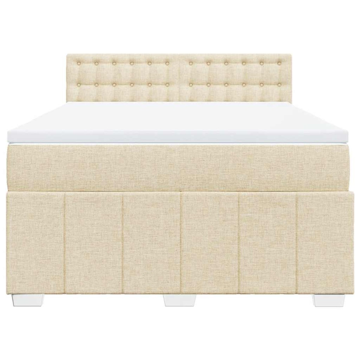 vidaXL Κρεβάτι Boxspring με Στρώμα Κρεμ 140x190 εκ. Υφασμάτινο