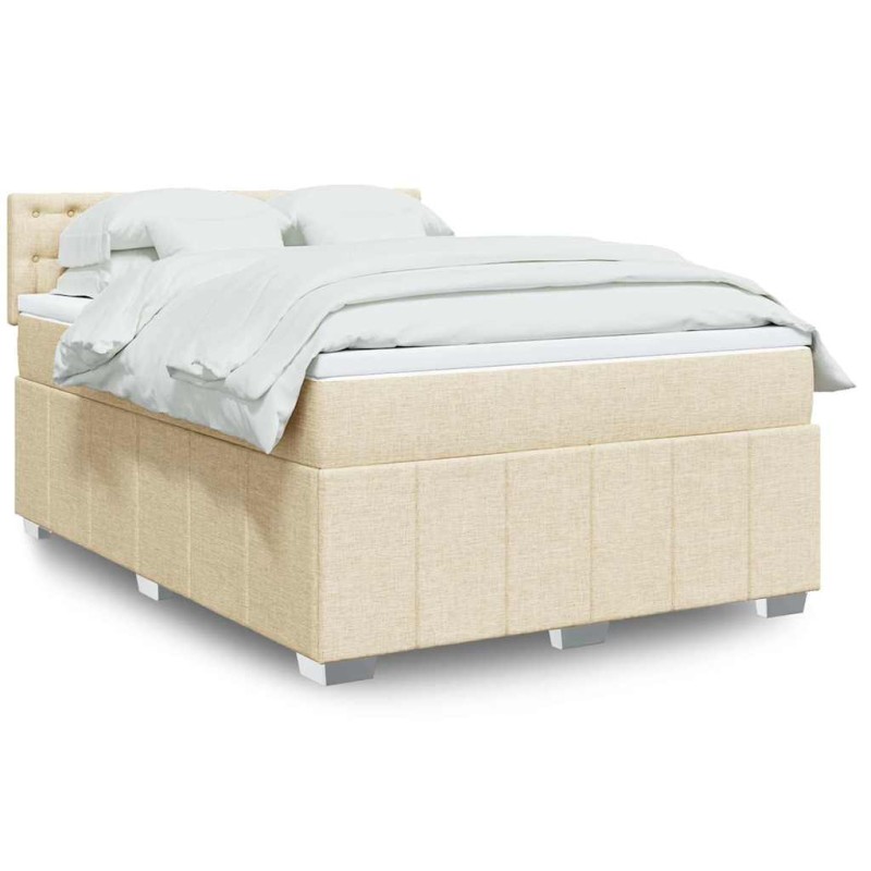 vidaXL Κρεβάτι Boxspring με Στρώμα Κρεμ 140x190 εκ. Υφασμάτινο