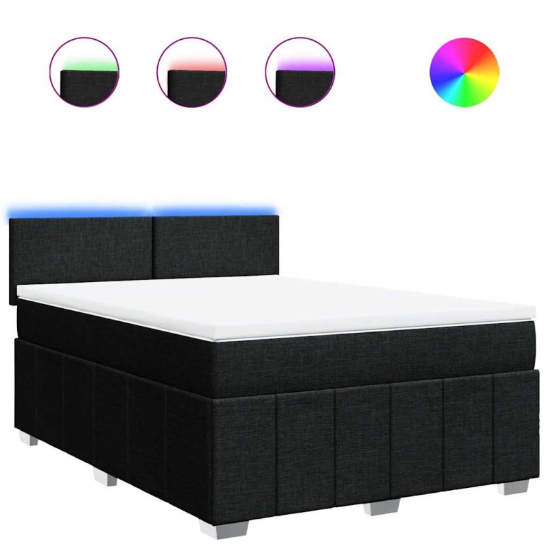 vidaXL Κρεβάτι Boxspring με Στρώμα Μαύρο 140x200 εκ. Υφασμάτινο