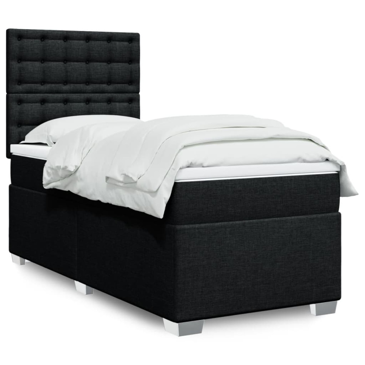 vidaXL Κρεβάτι Boxspring με Στρώμα Μαύρο 90x200 εκ. Υφασμάτινο