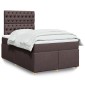 vidaXL Κρεβάτι Boxspring με Στρώμα Σκούρο Καφέ 120x190 εκ Υφασμάτινο