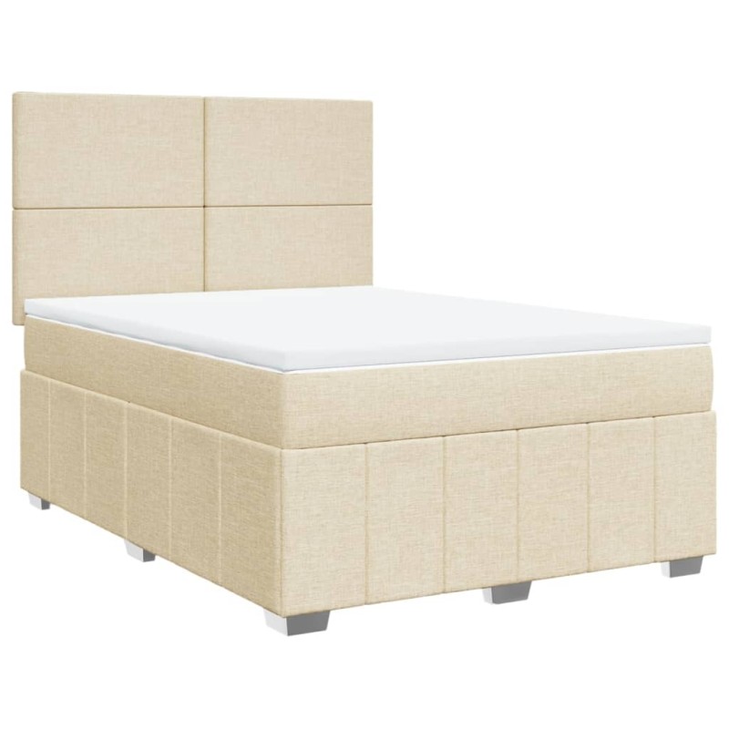 vidaXL Κρεβάτι Boxspring με Στρώμα Κρεμ 140x190 εκ. Υφασμάτινο