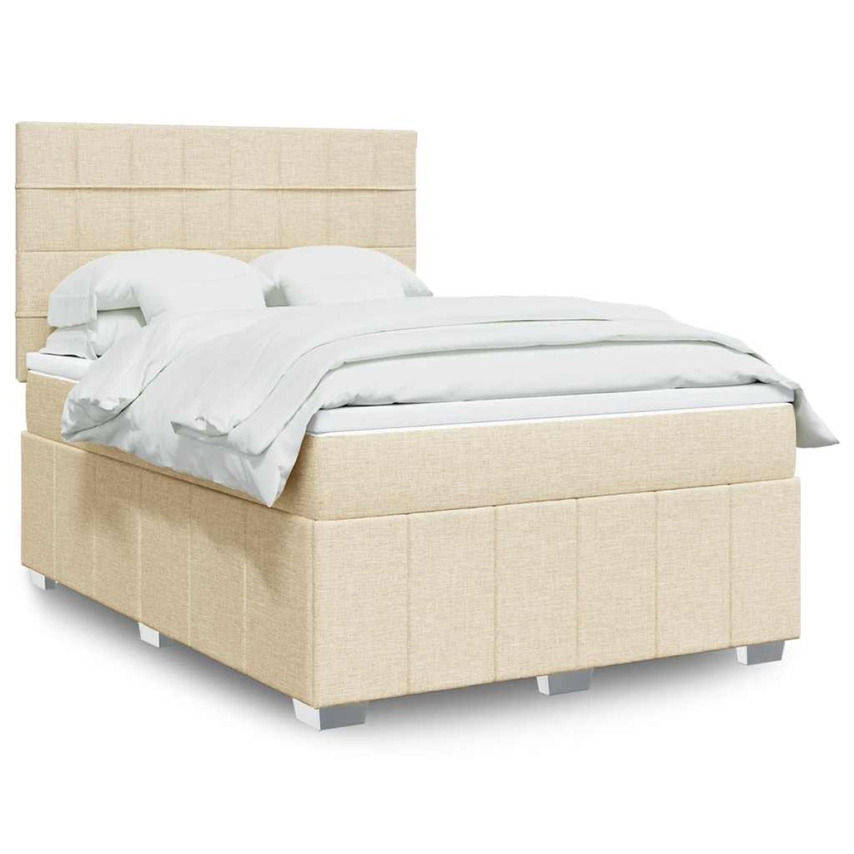 vidaXL Κρεβάτι Boxspring με Στρώμα Κρεμ 140x190 εκ. Υφασμάτινο